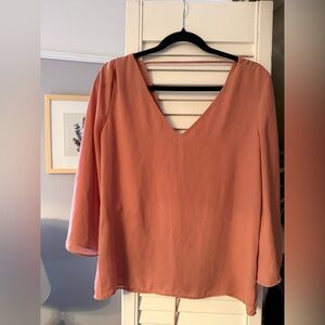 Dynamite V-Neck Peach-Pink Blouse